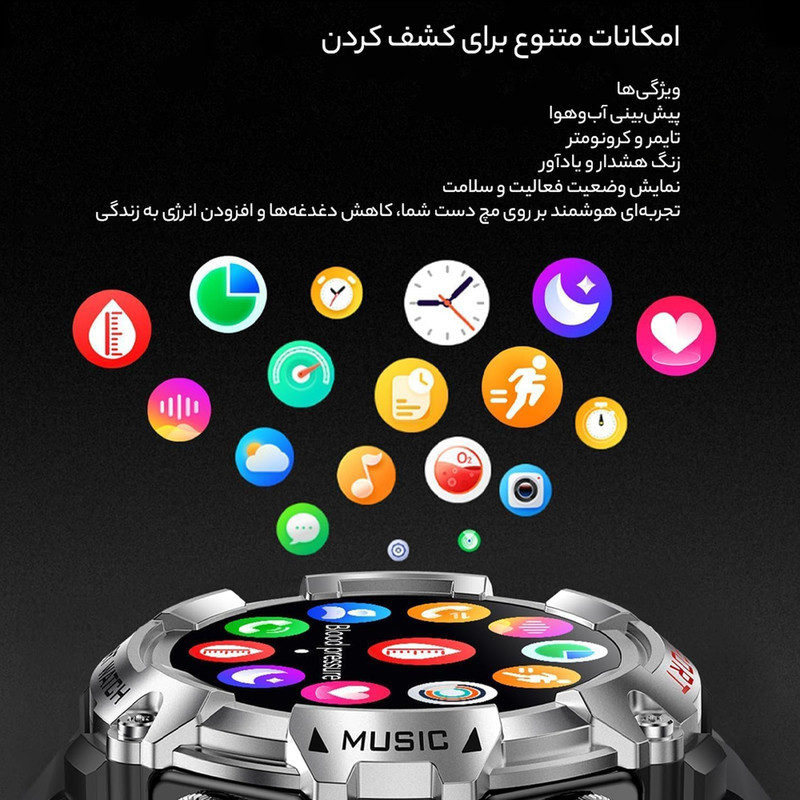 ساعت هوشمند هاینو تکو مدل edition three st3 wirless دارای قابلیت های صفحه نمایش رنگی، صفحه نمایش لمسی، قابلیت مکالمه از طریق بلوتوث بند پلاستیک