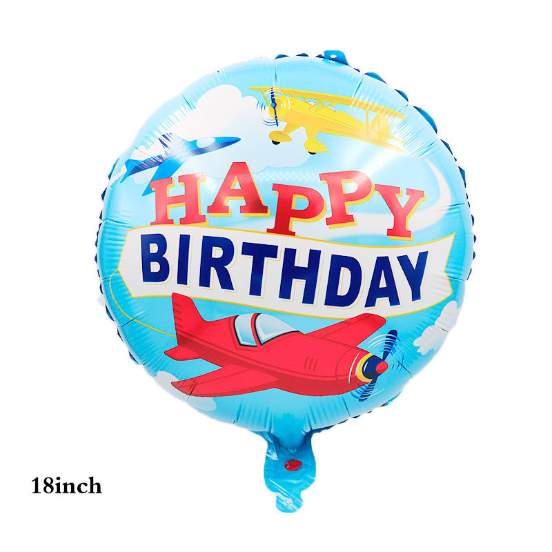 بادکنک فویلی لاکی بالونز طرح هواپیما مدل Happy Birthday کد 1080