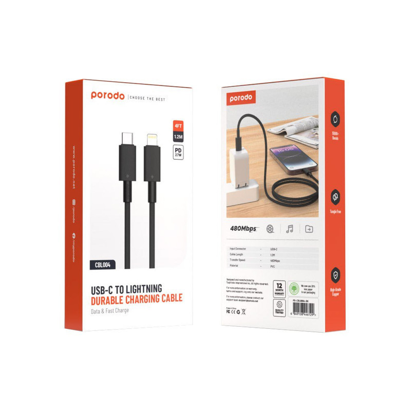 کابل تبدیل USB-C به لایتنینگ پرودو مدل CBL0018 طول 1.2 متر