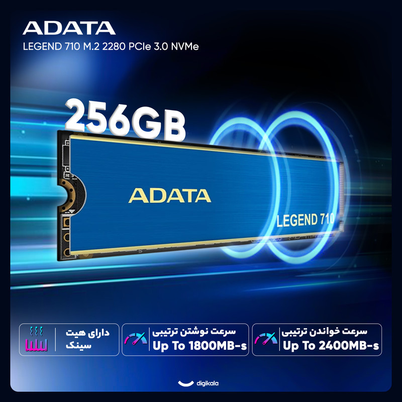 اس اس دی اینترنال PCIe Gen3 x4 ای دیتا مدل LEGEND 710 ظرفیت 256 گیگابایت