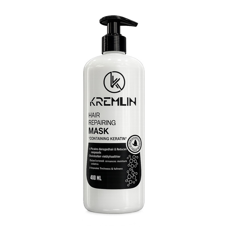 ماسک مو بدون سولفات کرملین مدل KERATIN مناسب برای انواع مو سازگار با موی کراتین شده حجم 400 میلی لیتر