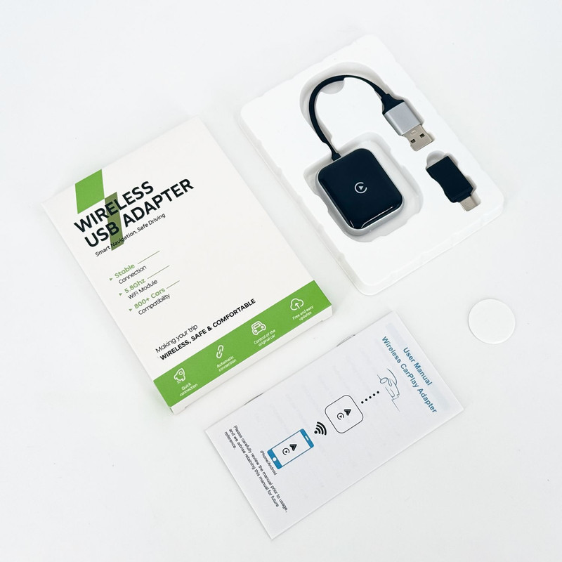 کارپلی و اندروید اتو مدلwireless CarplayAndroid Auto به همراه مبدل USB به Type-C