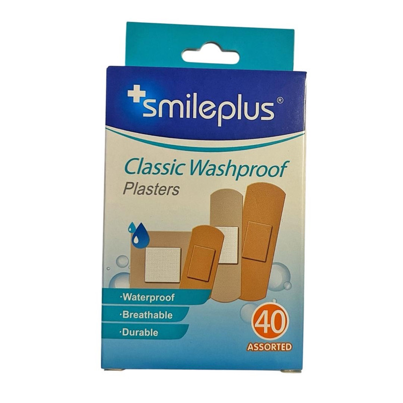 چسب زخم اسمایل پلاس مدل WASHPROOF MIX کد 6303 بسته 40 عددی