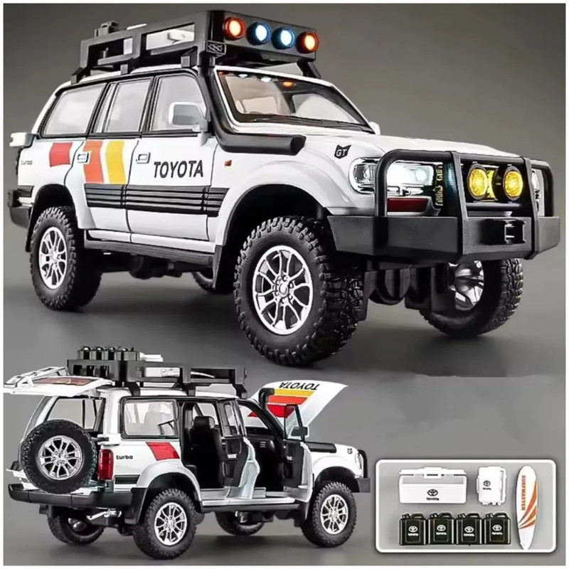 ماکت ماشین ناب سل مدل تویوتا لندکروزر آفرود Toyota Land Cruiser LC80 کد W100 به همراه جاسوییچی