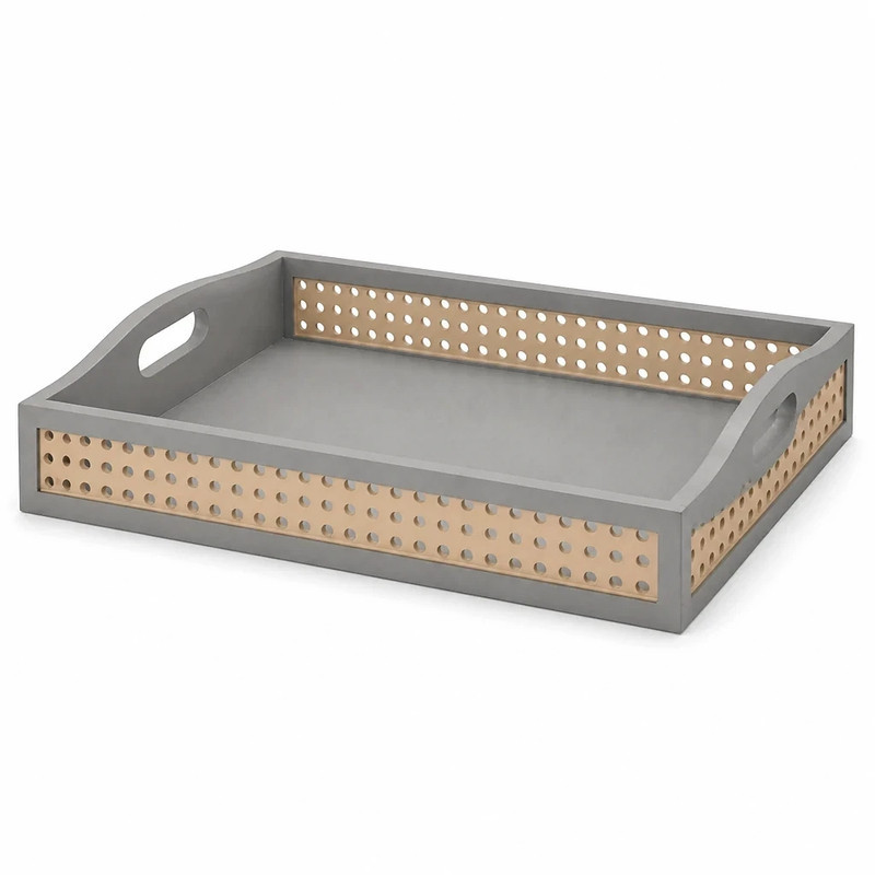 سینی دسته دار طرح حصیری کد G247 سایز 22*33 سانتی متر