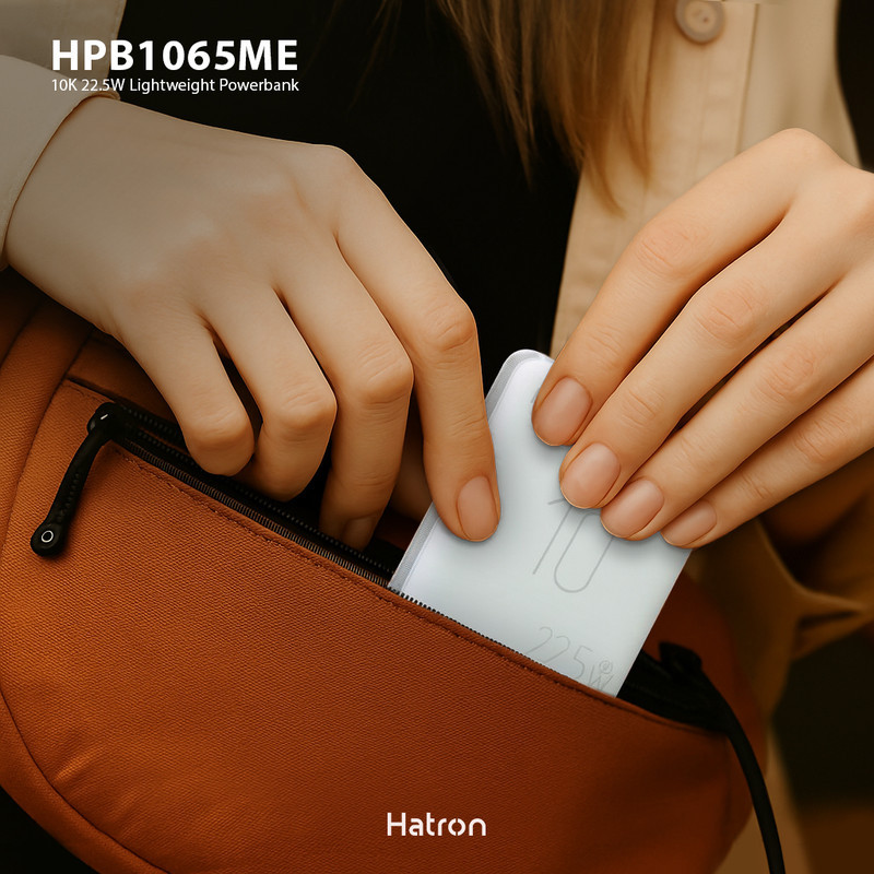 پاوربانک 22.5 وات هترون مدل HPB1065ME ظرفیت 10هزار میلی‌آمپرساعت