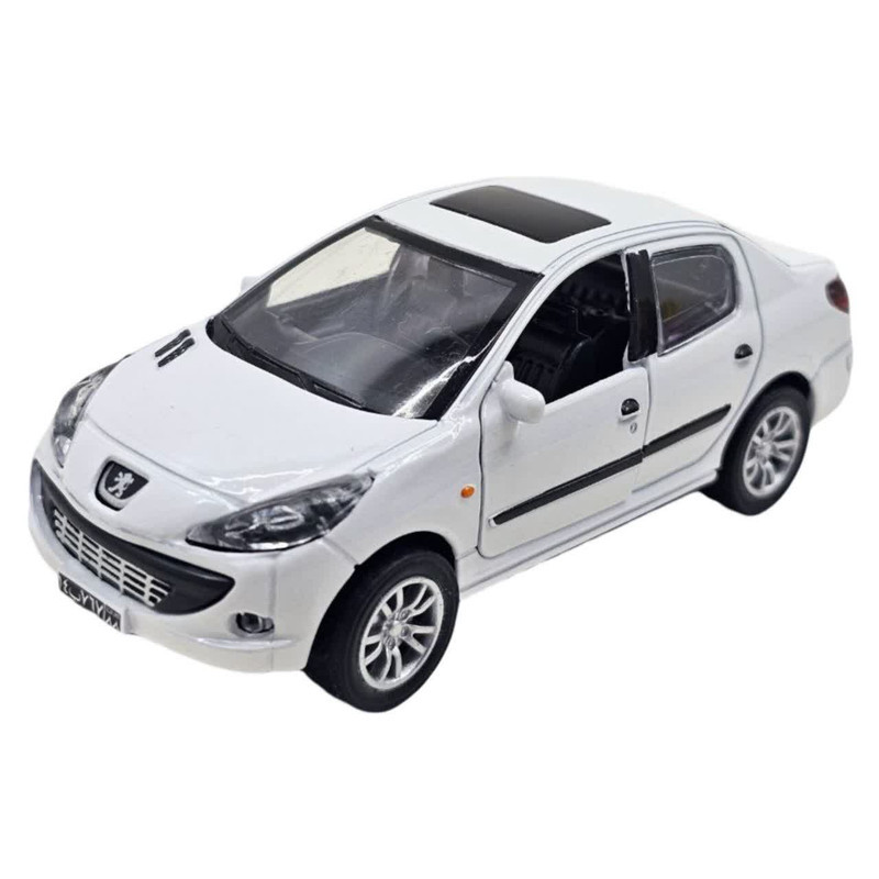 ماشین بازی ناب سل مدل پژو 207 فلزی موزیکال چراغدار عقب کش کد Peugeot 207 metallic musical with pull-back lights