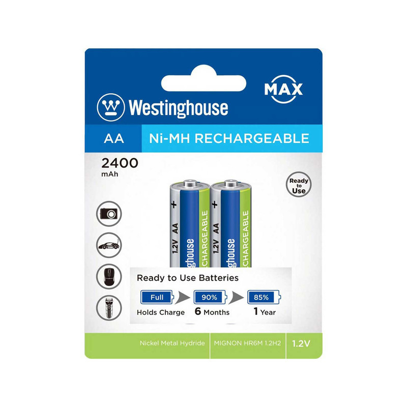 باتری قلمی قابل شارژ وستینگهاوس مدل AA2400MAH بسته دو عددی