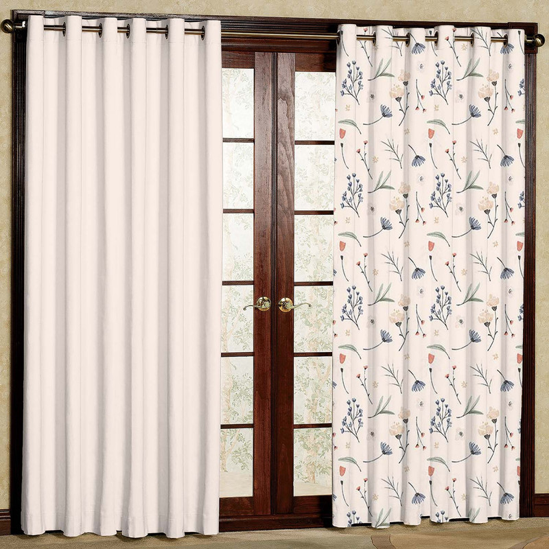 پرده طرح گل زمینه کرم مدل مخمل پانچی کد 2_5405 W سایز 140x220 سانتی متر
