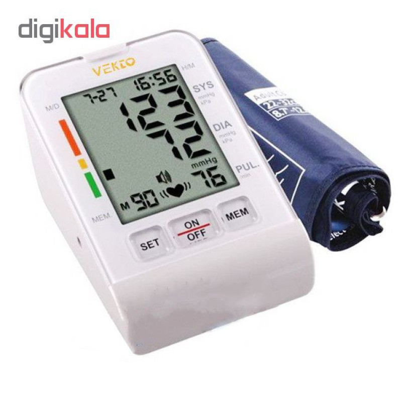 فشارسنج دیجیتال بازویی وکتو مدل PG-800b8S با صفحه نمایش بزرگ، سخنگوی فارسی، ذخیره 90 سری نتایج، نمایش میانگین فشارخون، طبقه‌بندی WHO و خاموشی خودکار