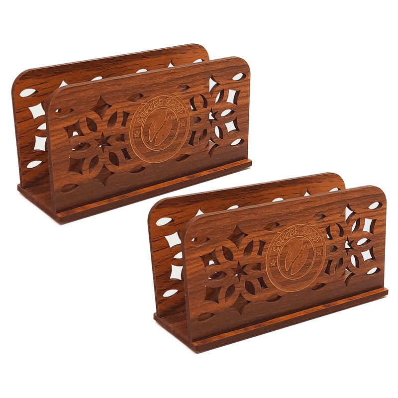 جای دستمال کاغذی تیکما مدل چوبی  کافی تایم کد KIT D4B بسته 2 عددی
