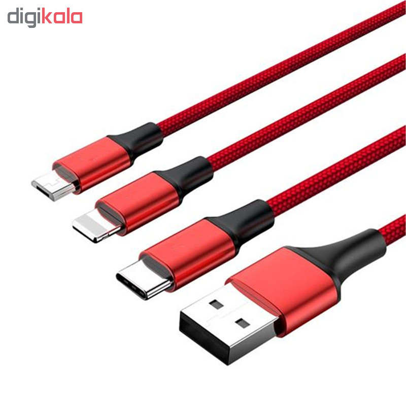 کابل تبدیل USB به Micro-usb USB-C Lighting مدل Multicable 3-1 به طول 1 متر
