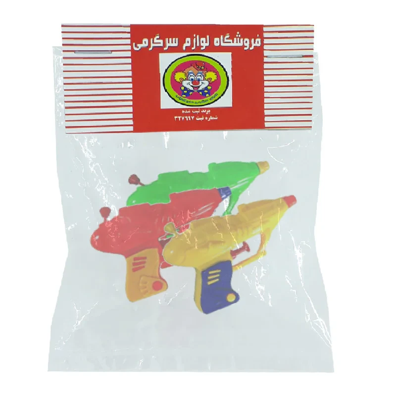 تفنگ آب پاش دنیای سرگرمی های کمیاب مدل هفت تیر بسته 3 عددی