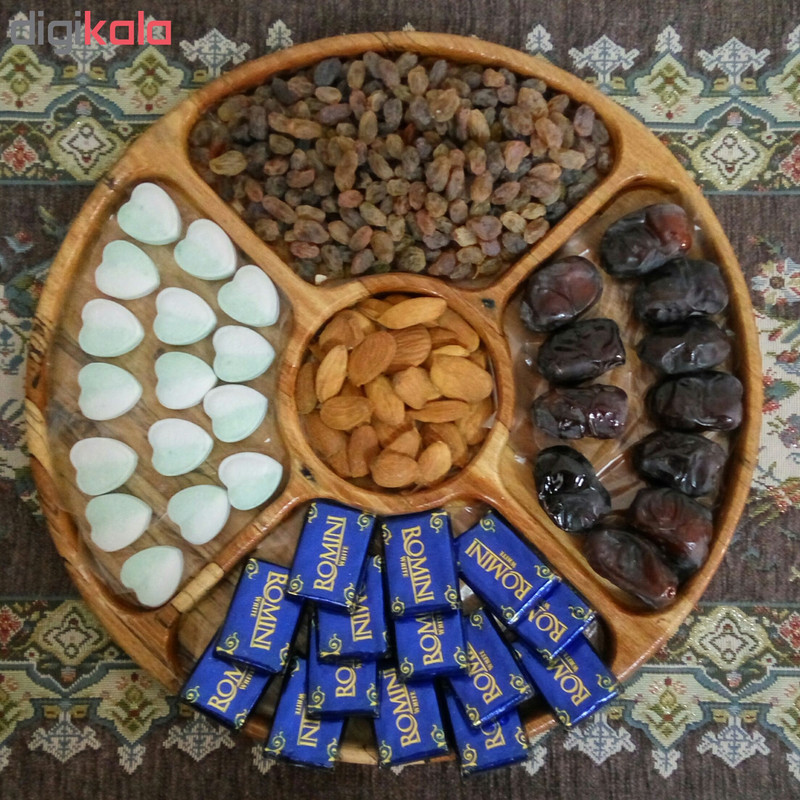 اردورخوری چوبی یک طبقه چوبیس مدل 2_201 با ابعاد 280×280×25 میلی‌متر و رنگ طبیعی بی‌ضرر برای سلامتی، مناسب سرو و پذیرایی با نظافت آسان