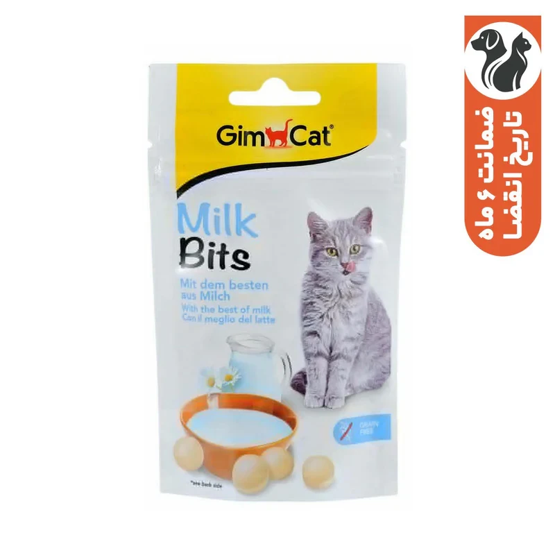 تشویقی گربه جیم کت مدل milk bits طعم شیر وزن 40 گرم