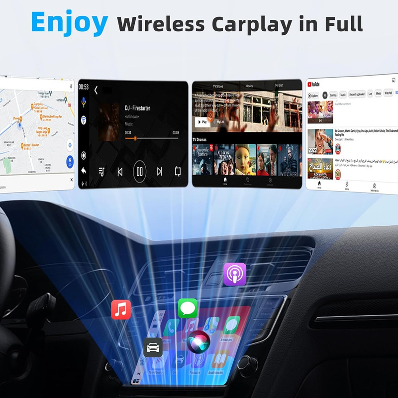کارپلی و اندروید اتو مدل 2in1 به همراه مبدل USB به USB-C