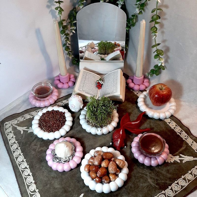 مجموعه ظروف هفت سین 9 پارچه مدل مرواریدی