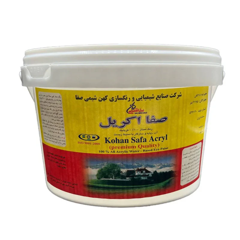 رنگ اکریلیک نیم براق سفید صفاشیمی صفاآکریل کد A650 وزن 10 کیلوگرم