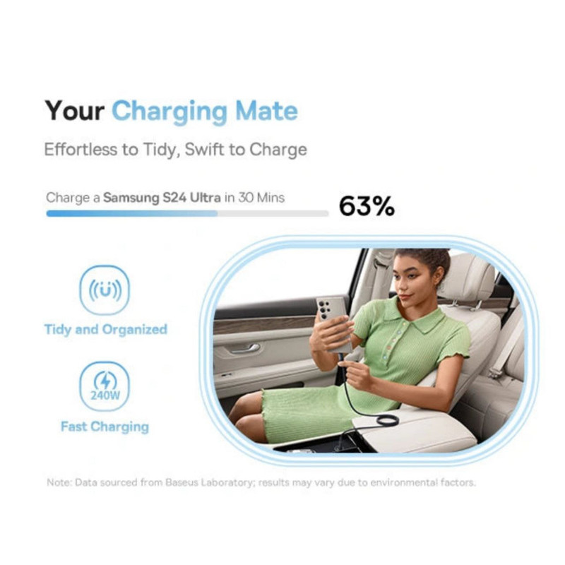 کابل USB-C بیسوس مدل PicoGo Magnetic 240W طول 1 متر