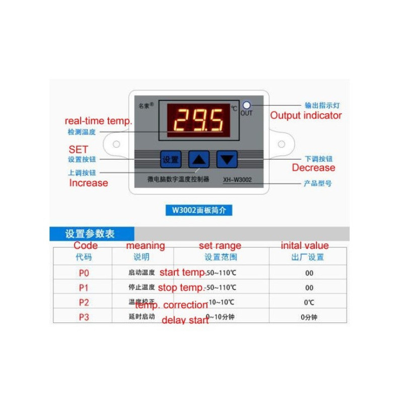 ترموستات دیجیتال مدل W3002_12DC