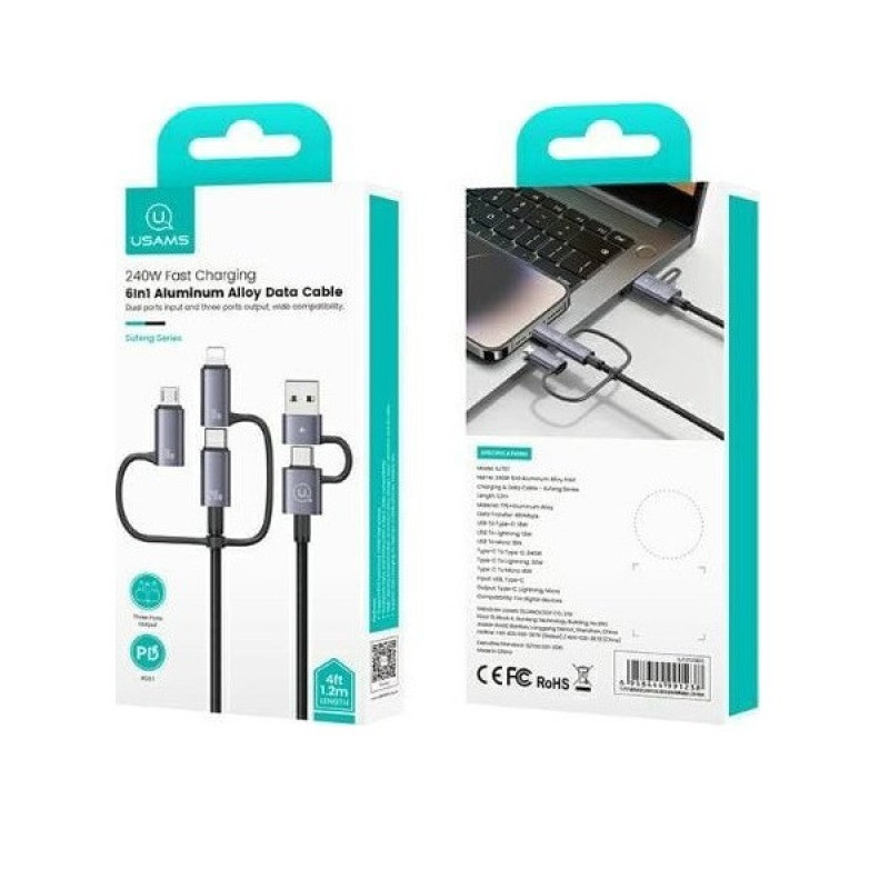 کابل تبدیل UsbUsb-c به MicrousbلایتنینگUsb-c یوسمز مدل sj737 طول 1.2 متر