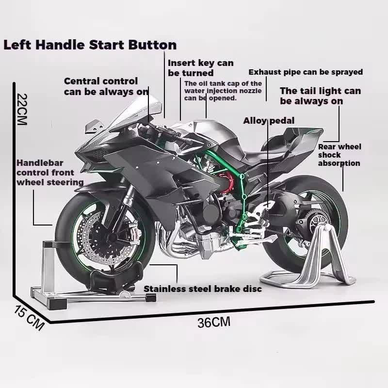 موتور بازی ناب سل مدل کاوازاکی نینجا H2R دودزا شارژی کد kawasaki h2r ninja spray 1:6 naab002