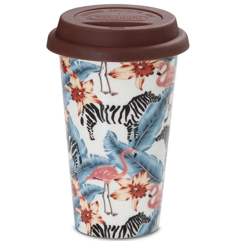 ماگ سفری دلونگی مدل Zebras and Flamingos گنجایش 0.3 لیتر
