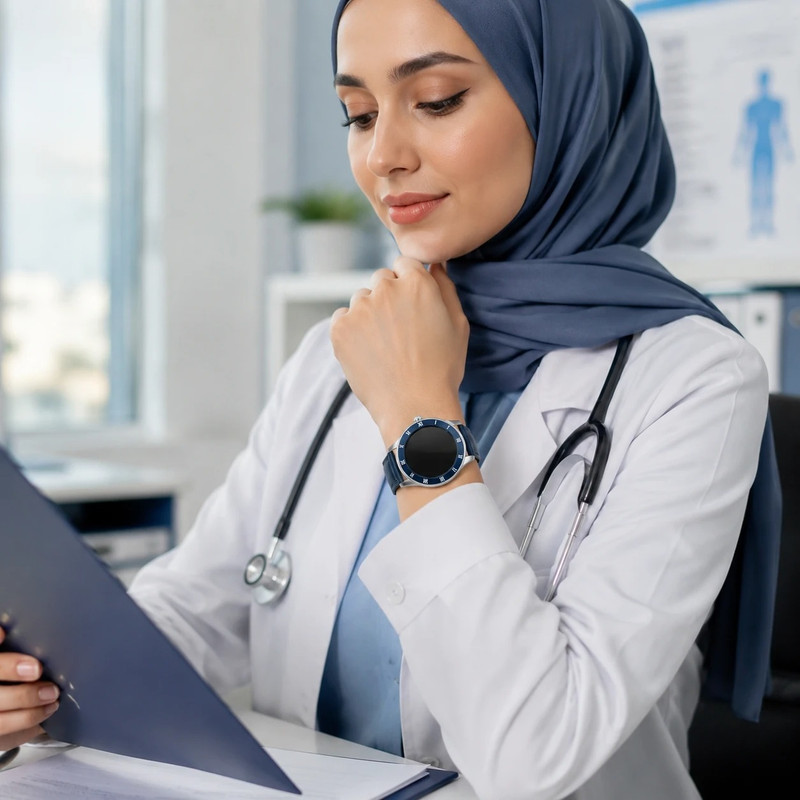 ساعت هوشمند 45 میلی متری اسکمی مدل BX 50 با بند چرمی