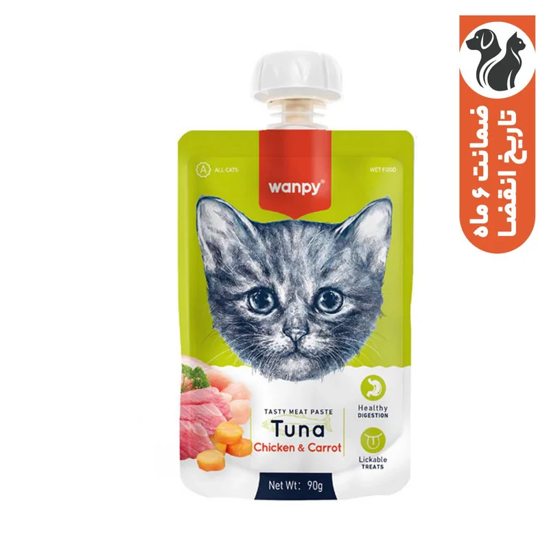 پودینگ گربه ونپی مدل سفارش اروپا با طعم ماهی تن و مرغ و هویج وزن 90 گرم