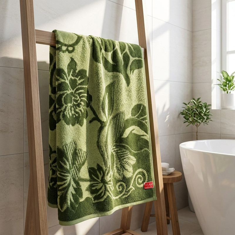 حوله استخری هنر طرح گلها سایز 75*135 سانتی متر
