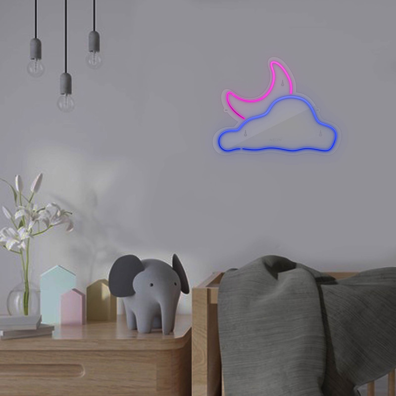 چراغ دیواری نئون دیزاین طرح Cloud-Vs-Moon_MLC