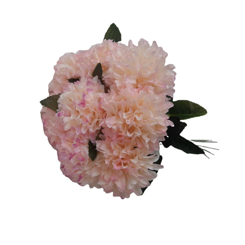 دسته گل مصنوعی گل داوودی شامل 8 شاخه، ارتفاع هر شاخه 44 cm، قطر گل 12 cm، جنس پارچه‌ای و قابل شستشو