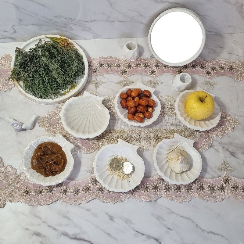 ظروف هفت سین مدل صدف تخت مجموعه 7 عددی