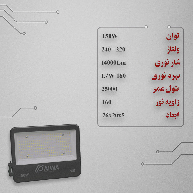 پروژکتور ال ای دی 150 وات دایوا مدل D150W