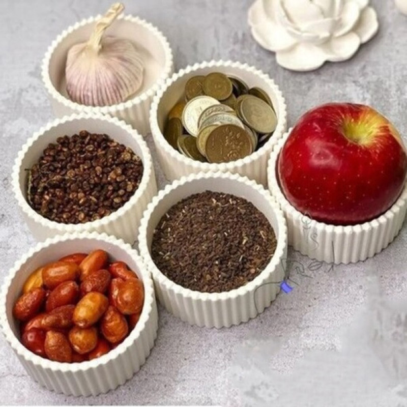 مجموعه ظروف هفت سین 6 پارچه مدل شیاردار