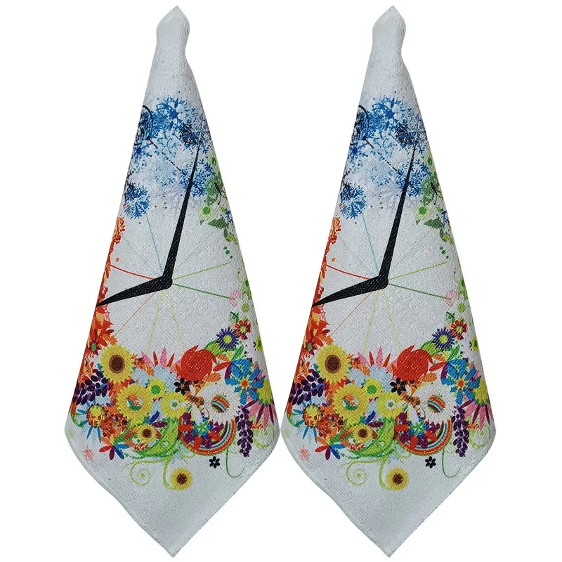 دستمال نظافت آشپزخانه بی تی مدل میکروفایبر طرح ساعت کد 30x30W242 بسته 2 عددی