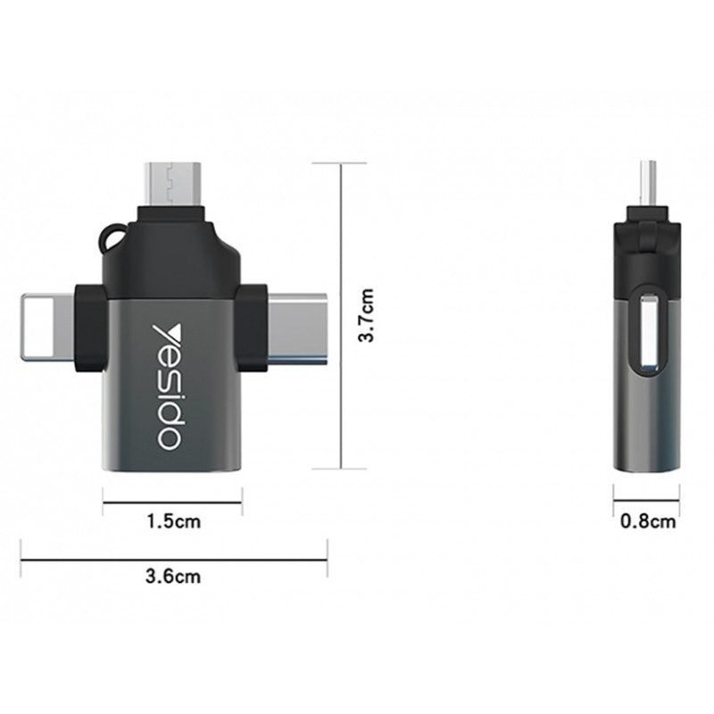 مبدل USB-C  MicroUSB  لایتنینگ OTG یسیدو مدل GS15