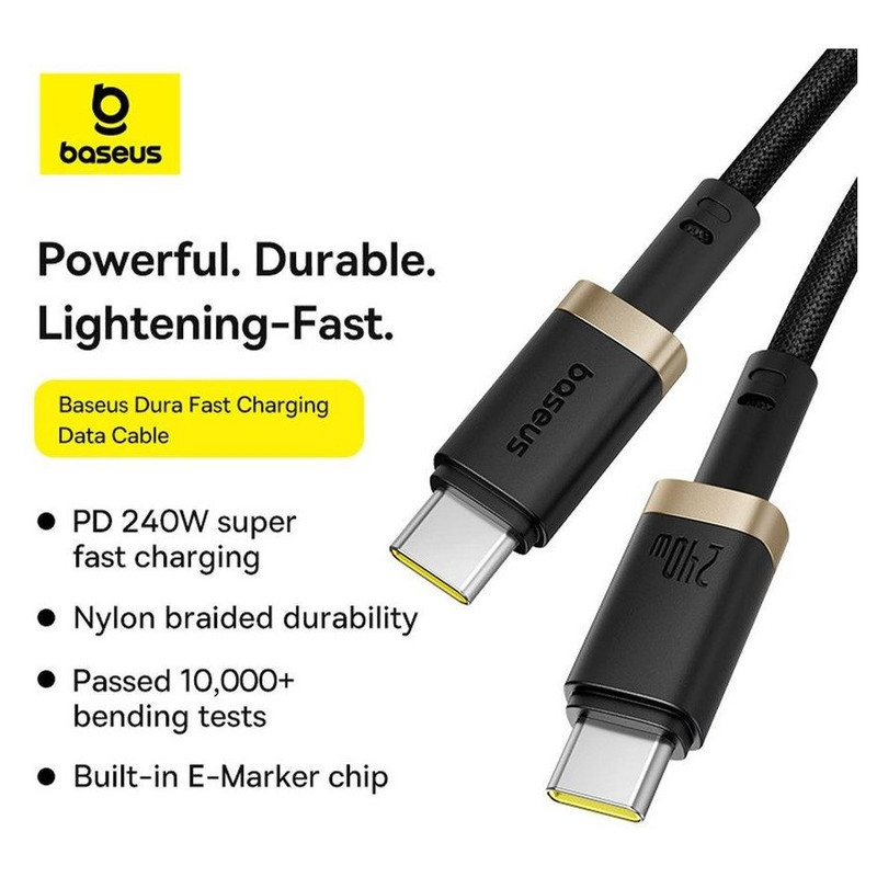 کابل تبدیل USB-C بیسوس مدل Dura Series 240W طول 1 متر