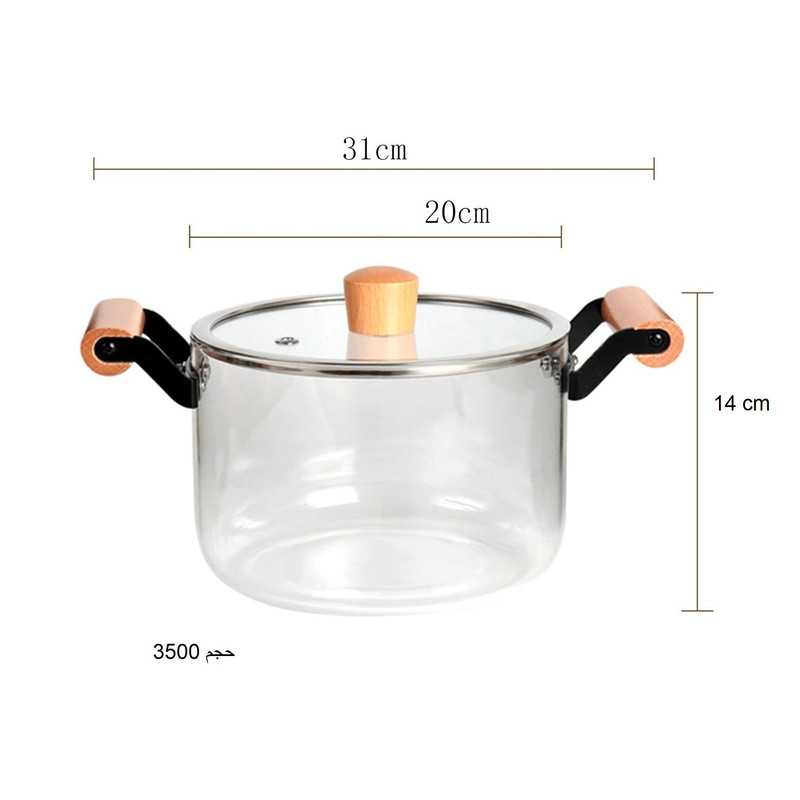 قابلمه پیرکس مدل شیشه ای کد 1369n 1 3500 سایز 20