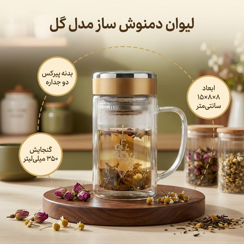لیوان دمنوش ساز مدل گل کد 6612