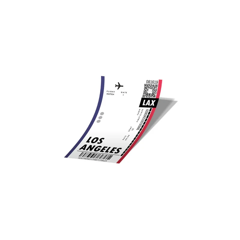 استیکر تزئینی موبایل و تبلت لولو مدل بلیط هواپیما به لس آنجلس Boarding Pass to Los Angeles  کد 791