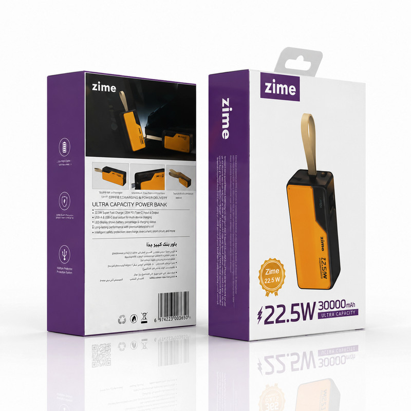 پاوربانک 22.5 وات زیم مدل Ultra Pro B13 ظرفیت 30000 میلی‌آمپرساعت