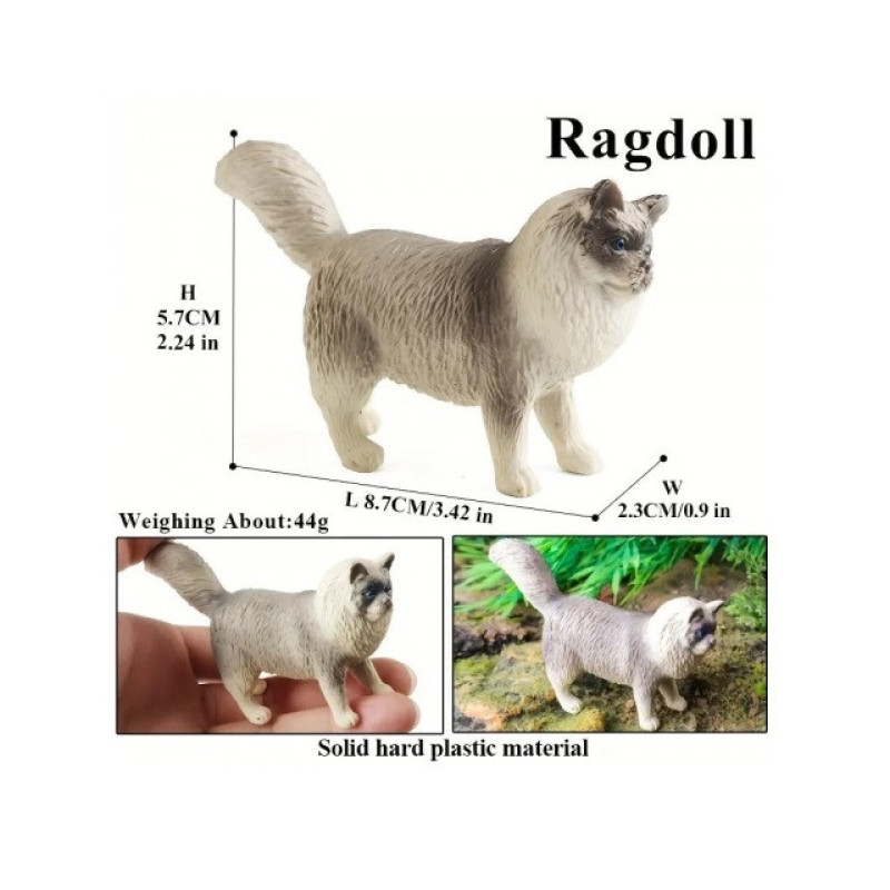 فیگور مدل گربه رگدال طرح Ragdoll کد CA954-9 ارتفاع 5.7 سانتی‌متر