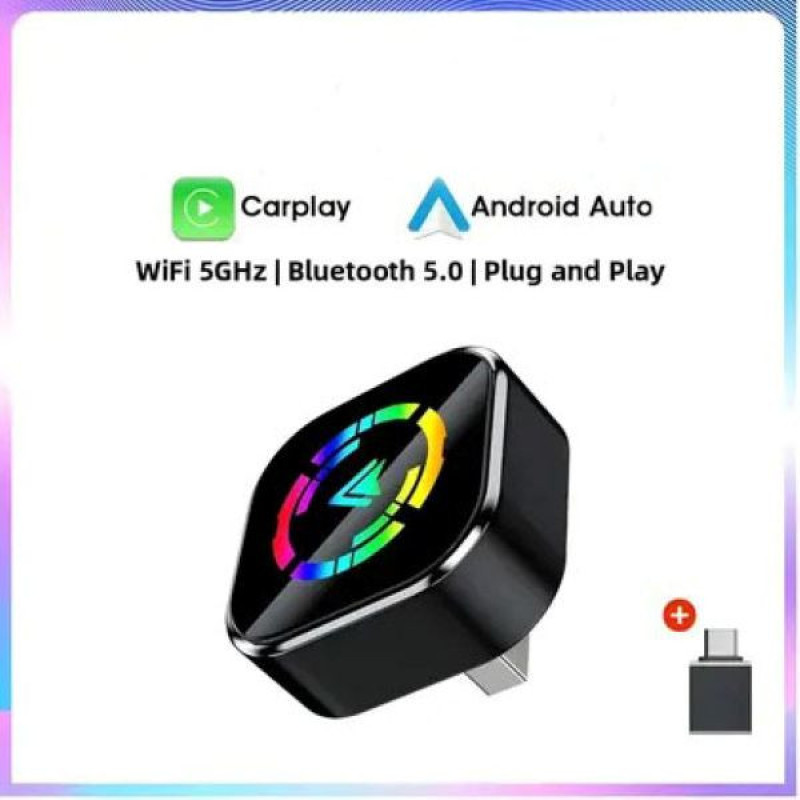 کارپلی و اندروید اتو مدل Wireless CarPlayAndroid Auto Q1A به همراه مبدل USB به USB-C