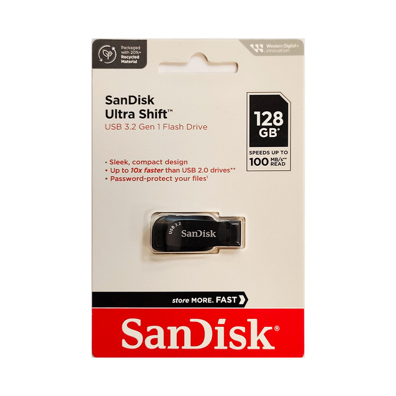 فلش مموری سن دیسک مدل ULTRA SHIFT CZ410 ظرفیت 128 گیگابایت با رابط USB 3.2