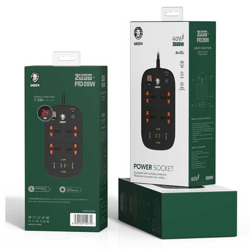چندراهی برق گرین لاین مدل PD -USB 40W