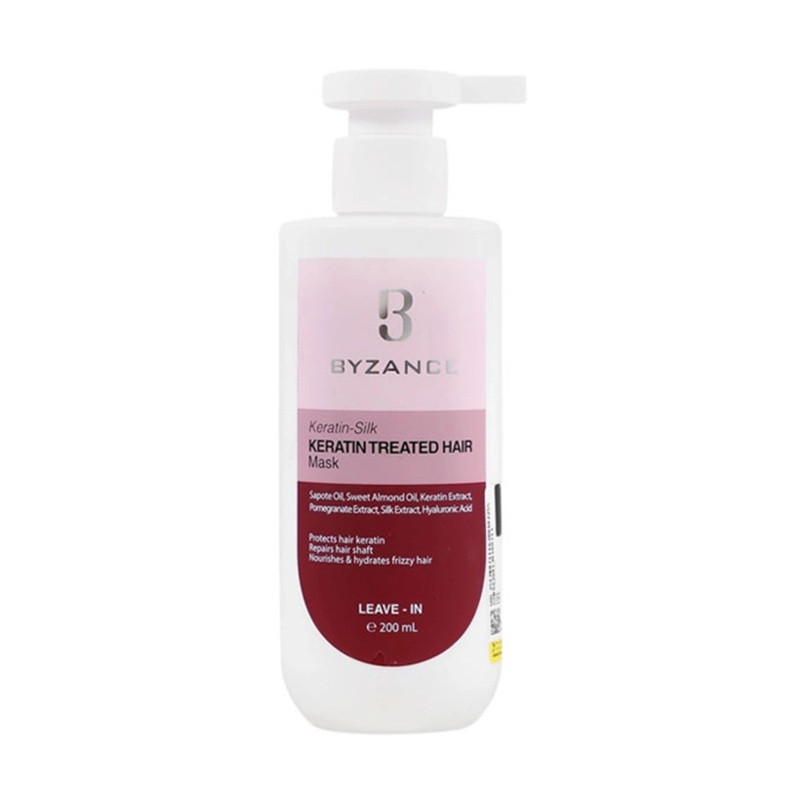 ماسک مو بیرون حمام بیزانس مدل Keratin Treated مناسب برای موی رنگ شده حجم 200 میلی لیتر