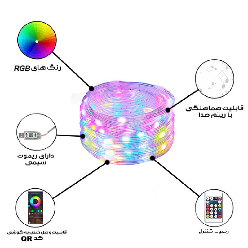 ریسه هوشمند ال ای دی مدل RGB-APP طول 10 متر