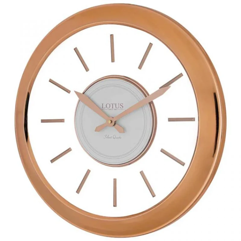 ساعت دیواری عقربه‌ای با نشانگر عددی و خطی لوتوس مدل MG-6069-SANDRA-ROSEGOLD
