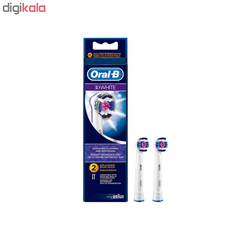 سری یدک مسواک برقی اورال-بی مدل Brush Heads 3D White بسته 2 عددی